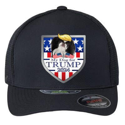 My Dog For Trump 2024 Japanese Chin Flexfit Unipanel Trucker Cap