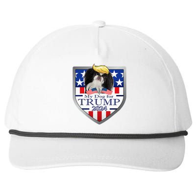 My Dog For Trump 2024 Japanese Chin Snapback Five-Panel Rope Hat