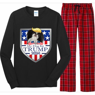 My Dog For Trump 2024 Japanese Chin Long Sleeve Pajama Set