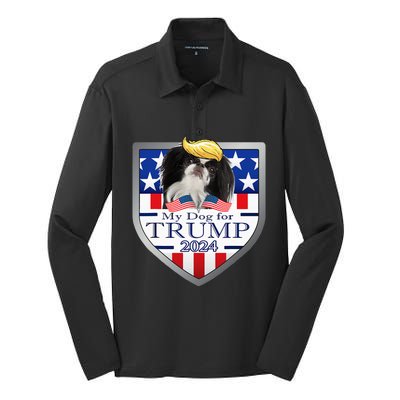 My Dog For Trump 2024 Japanese Chin Silk Touch Performance Long Sleeve Polo