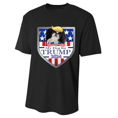 My Dog For Trump 2024 Japanese Chin Performance Sprint T-Shirt