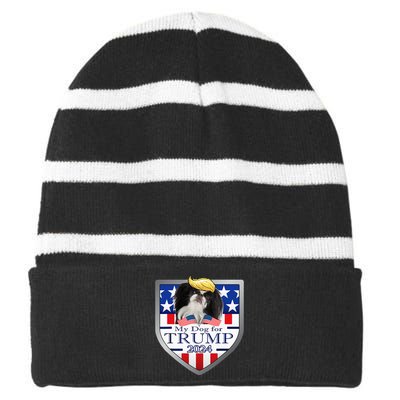 My Dog For Trump 2024 Japanese Chin Striped Beanie with Solid Band