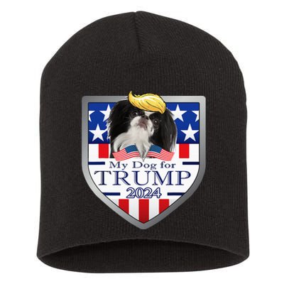 My Dog For Trump 2024 Japanese Chin Short Acrylic Beanie