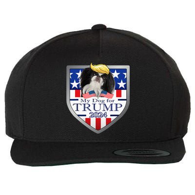 My Dog For Trump 2024 Japanese Chin Wool Snapback Cap