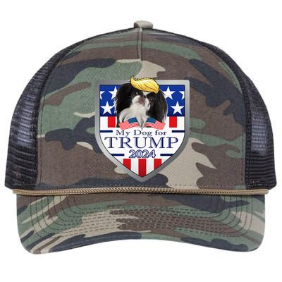 My Dog For Trump 2024 Japanese Chin Retro Rope Trucker Hat Cap