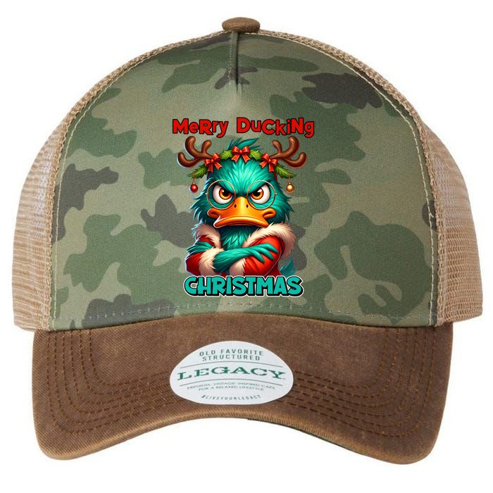 Merry Ducking Funny Sarcastic Grumpy Duck Christmas Legacy Tie Dye Trucker Hat