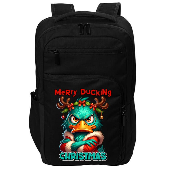 Merry Ducking Funny Sarcastic Grumpy Duck Christmas Impact Tech Backpack