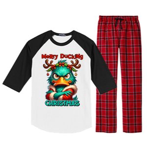 Merry Ducking Funny Sarcastic Grumpy Duck Christmas Raglan Sleeve Pajama Set