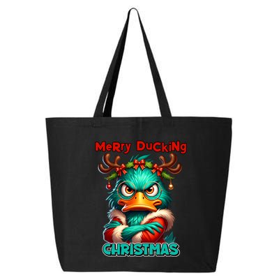 Merry Ducking Funny Sarcastic Grumpy Duck Christmas 25L Jumbo Tote