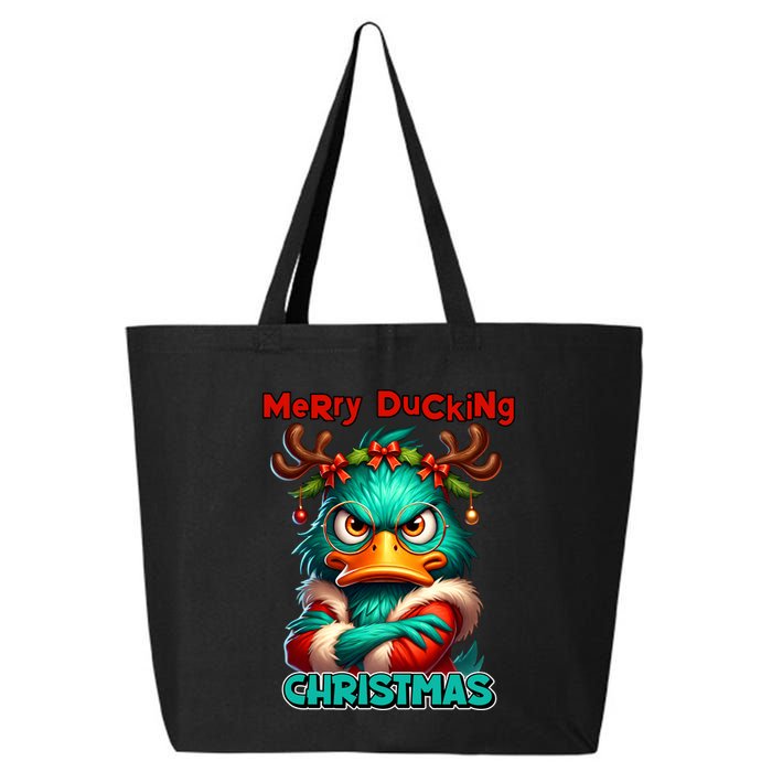Merry Ducking Funny Sarcastic Grumpy Duck Christmas 25L Jumbo Tote