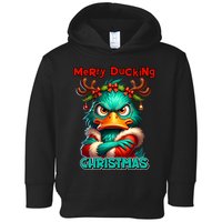 Merry Ducking Funny Sarcastic Grumpy Duck Christmas Toddler Hoodie