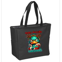 Merry Ducking Funny Sarcastic Grumpy Duck Christmas Zip Tote Bag