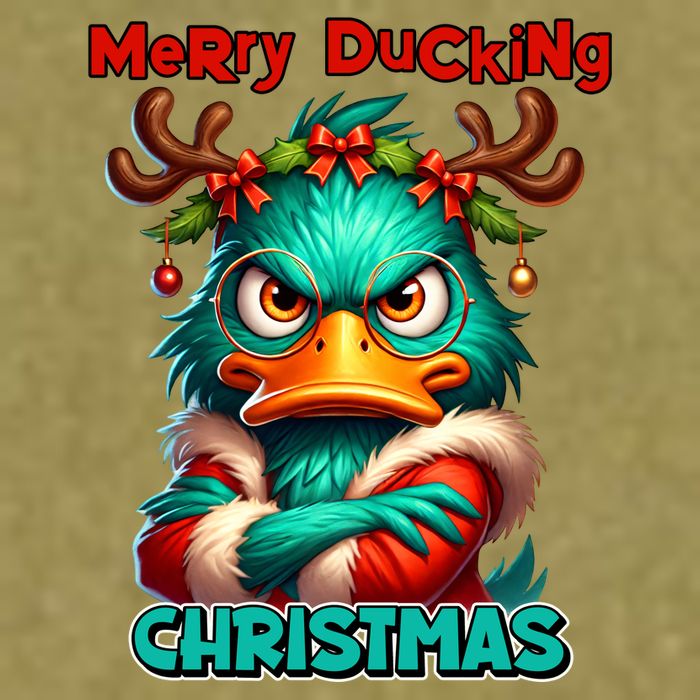 Merry Ducking Funny Sarcastic Grumpy Duck Christmas Garment-Dyed Women's Muscle Tee