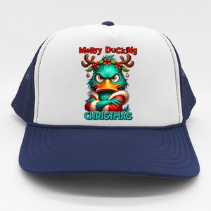 Merry Ducking Funny Sarcastic Grumpy Duck Christmas Trucker Hat