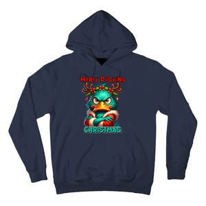 Merry Ducking Funny Sarcastic Grumpy Duck Christmas Tall Hoodie