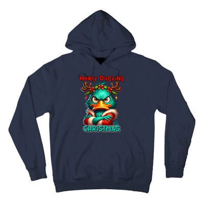 Merry Ducking Funny Sarcastic Grumpy Duck Christmas Tall Hoodie