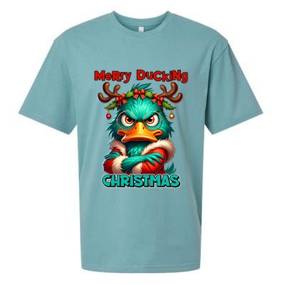 Merry Ducking Funny Sarcastic Grumpy Duck Christmas Sueded Cloud Jersey T-Shirt