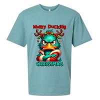 Merry Ducking Funny Sarcastic Grumpy Duck Christmas Sueded Cloud Jersey T-Shirt