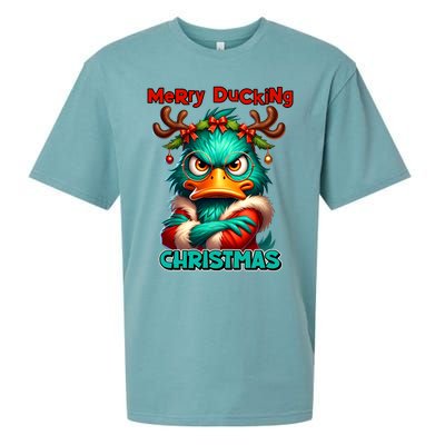 Merry Ducking Funny Sarcastic Grumpy Duck Christmas Sueded Cloud Jersey T-Shirt