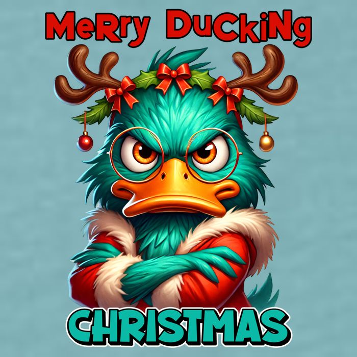 Merry Ducking Funny Sarcastic Grumpy Duck Christmas Sueded Cloud Jersey T-Shirt