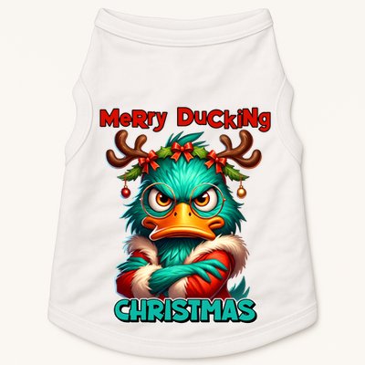 Merry Ducking Funny Sarcastic Grumpy Duck Christmas Doggie Tank