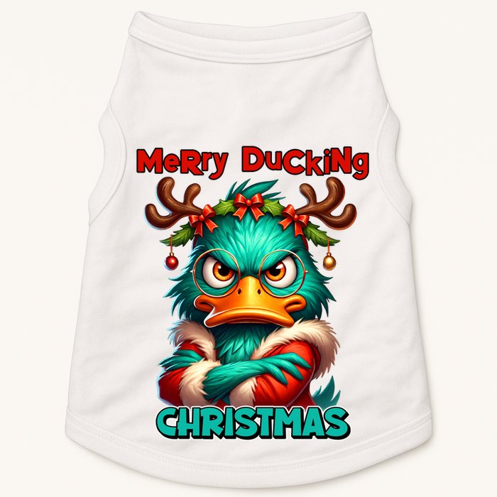 Merry Ducking Funny Sarcastic Grumpy Duck Christmas Doggie Tank