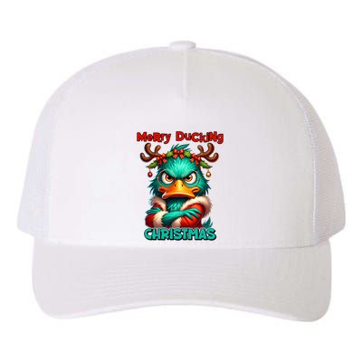 Merry Ducking Funny Sarcastic Grumpy Duck Christmas Yupoong Adult 5-Panel Trucker Hat