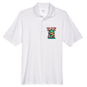 Merry Ducking Funny Sarcastic Grumpy Duck Christmas Men's Origin Performance Pique Polo