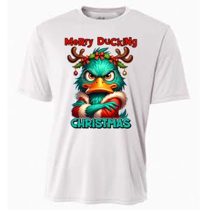 Merry Ducking Funny Sarcastic Grumpy Duck Christmas Cooling Performance Crew T-Shirt