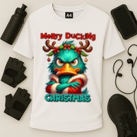 Merry Ducking Funny Sarcastic Grumpy Duck Christmas Performance Shirt