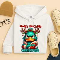 Merry Ducking Funny Sarcastic Grumpy Duck Christmas Hoodie