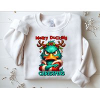 Merry Ducking Funny Sarcastic Grumpy Duck Christmas Sweatshirt