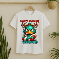 Merry Ducking Funny Sarcastic Grumpy Duck Christmas T-Shirt
