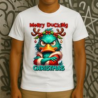 Merry Ducking Funny Sarcastic Grumpy Duck Christmas T-Shirt
