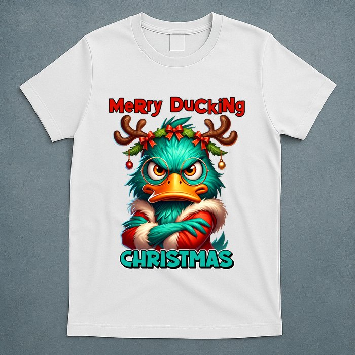 Merry Ducking Funny Sarcastic Grumpy Duck Christmas T-Shirt