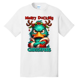 Merry Ducking Funny Sarcastic Grumpy Duck Christmas Tall T-Shirt