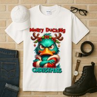Merry Ducking Funny Sarcastic Grumpy Duck Christmas Tall T-Shirt