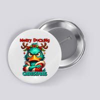 Merry Ducking Funny Sarcastic Grumpy Duck Christmas Button