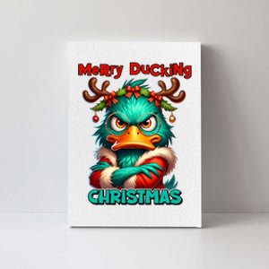 Merry Ducking Funny Sarcastic Grumpy Duck Christmas Canvas