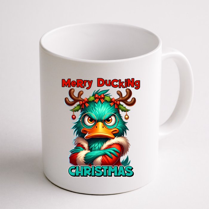 Merry Ducking Funny Sarcastic Grumpy Duck Christmas Mug