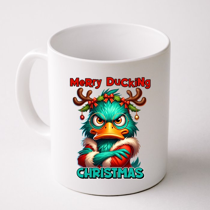 Merry Ducking Funny Sarcastic Grumpy Duck Christmas Mug