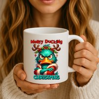 Merry Ducking Funny Sarcastic Grumpy Duck Christmas Mug