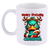 Merry Ducking Funny Sarcastic Grumpy Duck Christmas 11oz C Handle Ceramic Mug