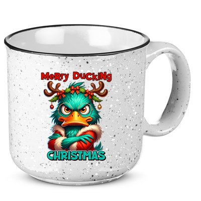 Merry Ducking Funny Sarcastic Grumpy Duck Christmas 15oz Campfire Ceramic Mug