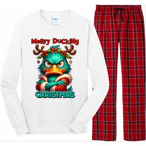 Merry Ducking Funny Sarcastic Grumpy Duck Christmas Long Sleeve Pajama Set