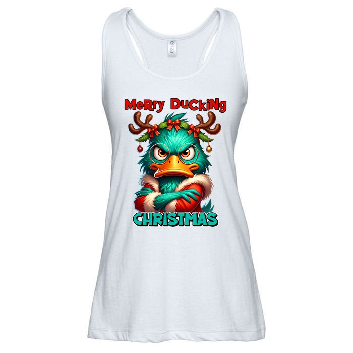 Merry Ducking Funny Sarcastic Grumpy Duck Christmas Ladies Essential Flowy Tank