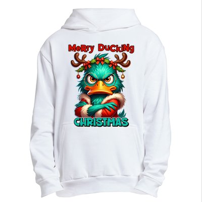 Merry Ducking Funny Sarcastic Grumpy Duck Christmas Urban Pullover Hoodie