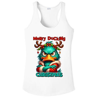 Merry Ducking Funny Sarcastic Grumpy Duck Christmas Ladies PosiCharge Competitor Racerback Tank