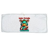 Merry Ducking Funny Sarcastic Grumpy Duck Christmas Large Microfiber Waffle Golf Towel