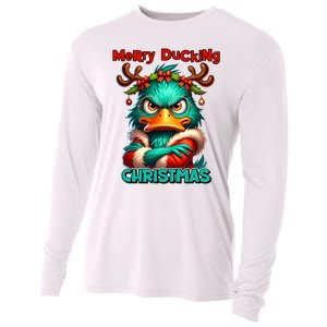 Merry Ducking Funny Sarcastic Grumpy Duck Christmas Cooling Performance Long Sleeve Crew